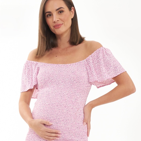 Pink Floral Maternity Dress - Picture 2 of 6